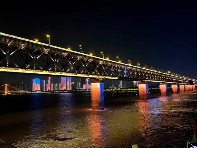 Wuhan Yangtze River Bridge at night